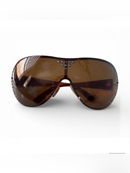 Salvatore Ferragamo Accessories - Salvatore Ferragamo Y2K Shield Mask Sunglasses Brown Crystal Designer Italy